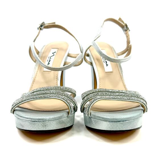 Nina Women's Saralyn Platform Block Heel Sandals Silver Size 8.5M NWT/Box - Picture 1 of 7